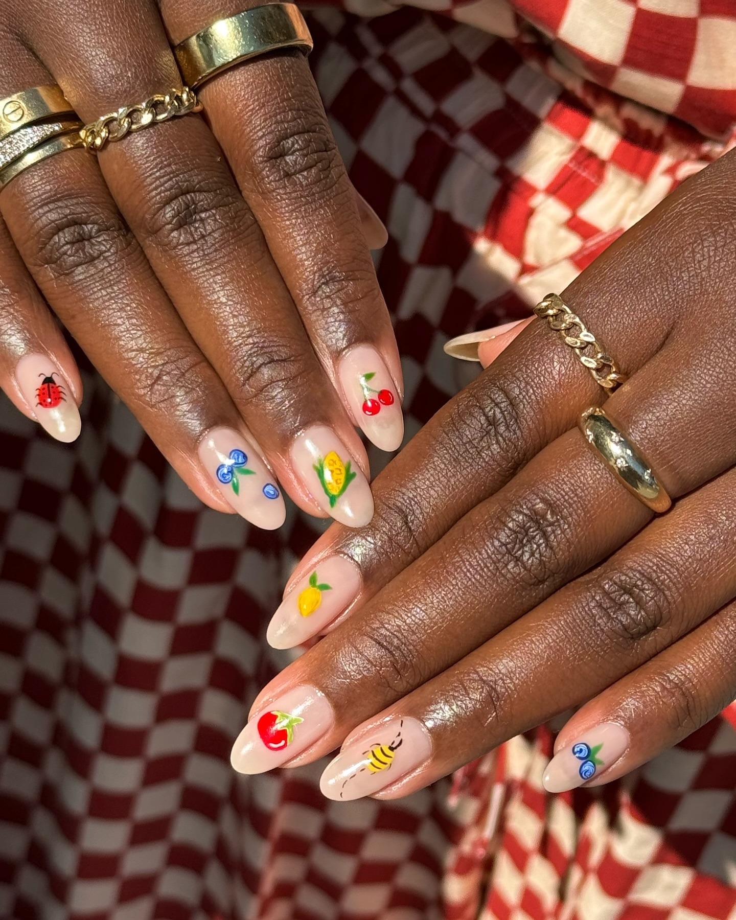 Woman with mini nail art.