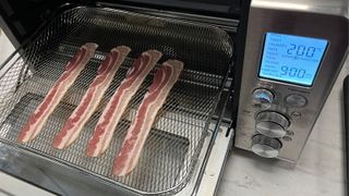 bacon rashers ready to cook in the Breville the Smart Oven Air Fryer Toaster Oven