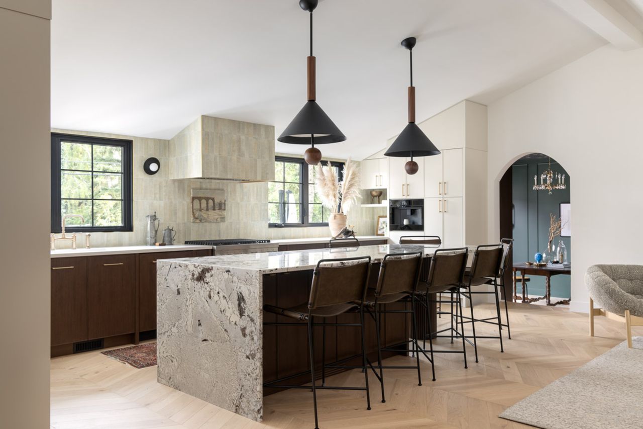 Open plan kitchen with island