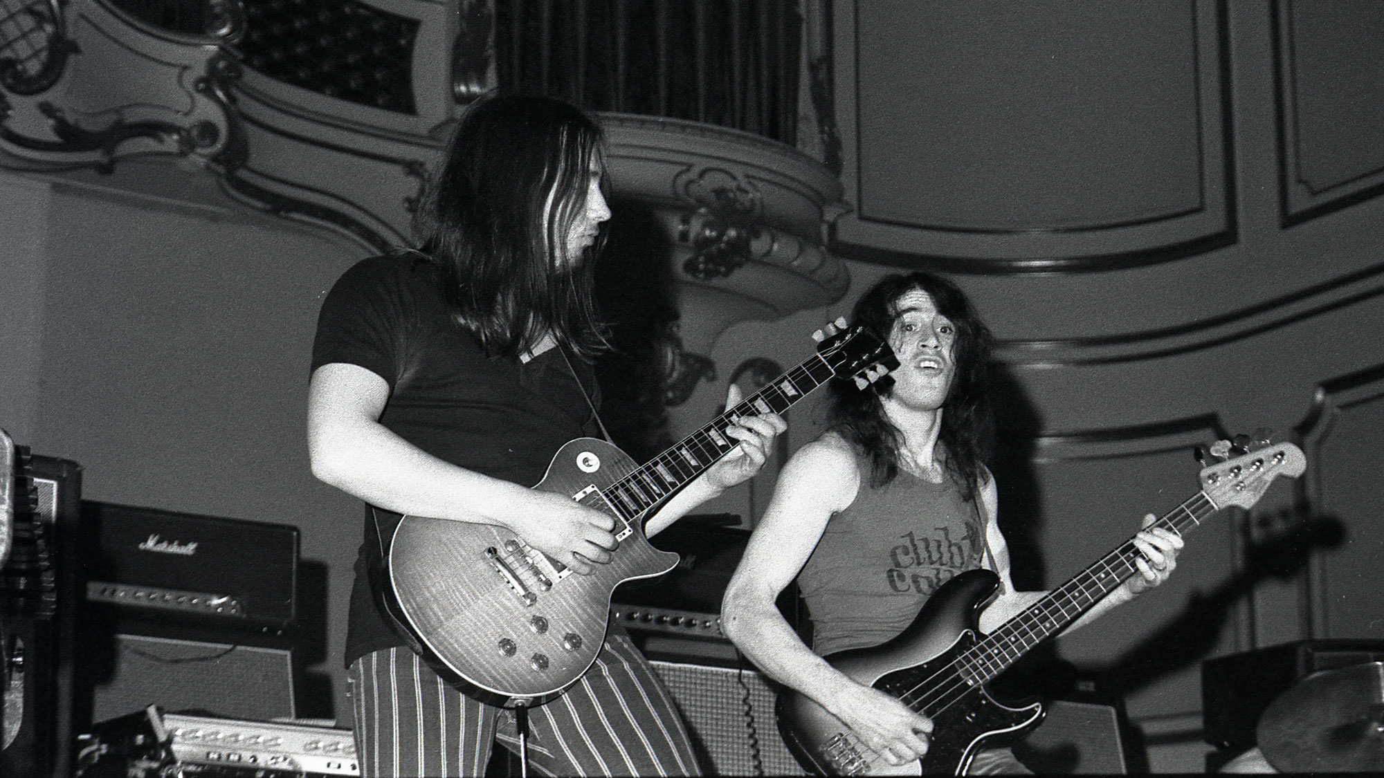 Progressive rock band Gentle Giant perform live on stage at Musikhalle in Hamburg, Germany in 1976.