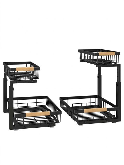Kitstorack 2 Pack Metal Under Sink Storage for Kitchen Bathroom