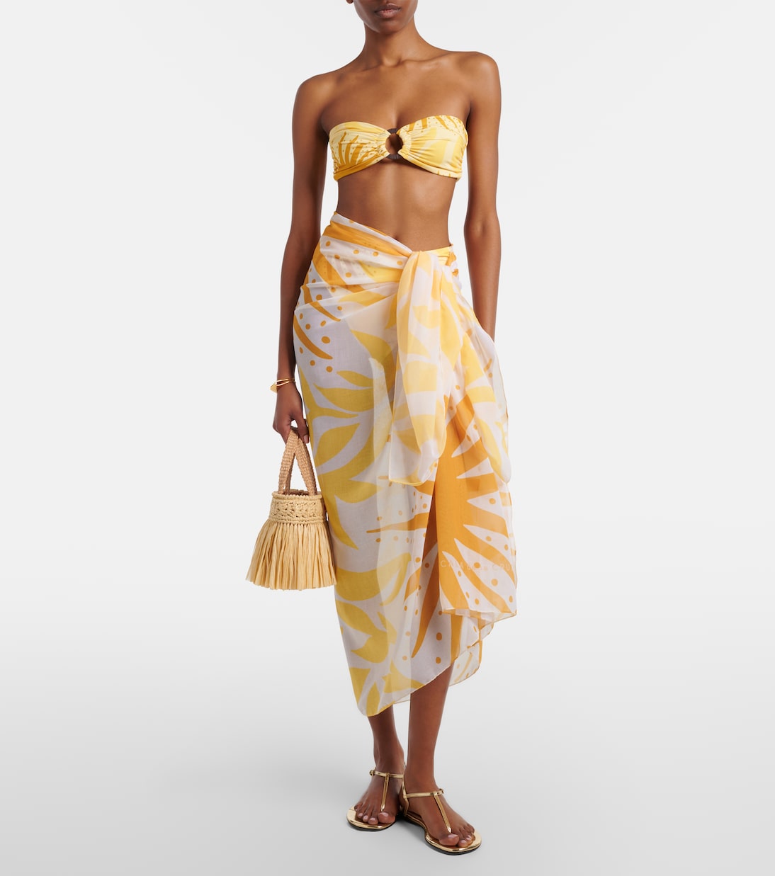 Luana Printed Beach Cover-Up in Yellow - Cala De La Cruz