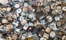 A collection of lots of pieces of furniture pushed together photographed from above
