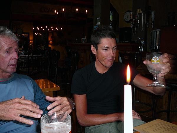 At the pub with Nick Gates, he loves a beer.
