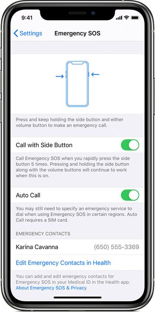 iPhone emergency SOS auto call settings