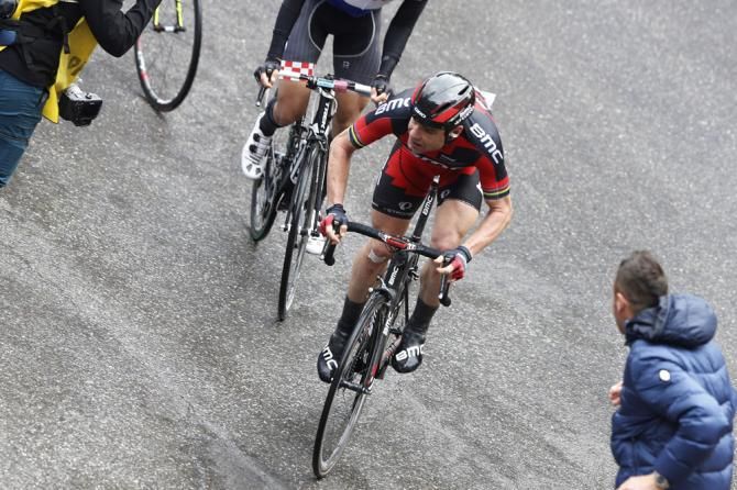 Cadel Evans (BMC Racing) struggles up the final climb