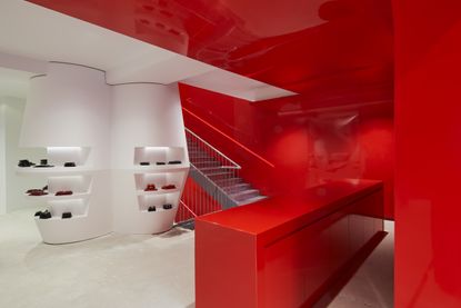 Best fashion stores: inside Comme des Garçons store with red walls
