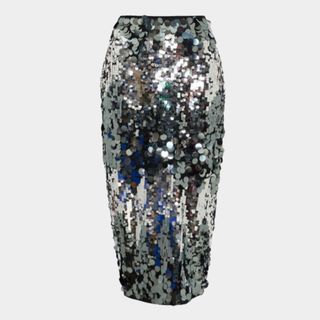 Karen Millen Disc Sequin silver Skirt