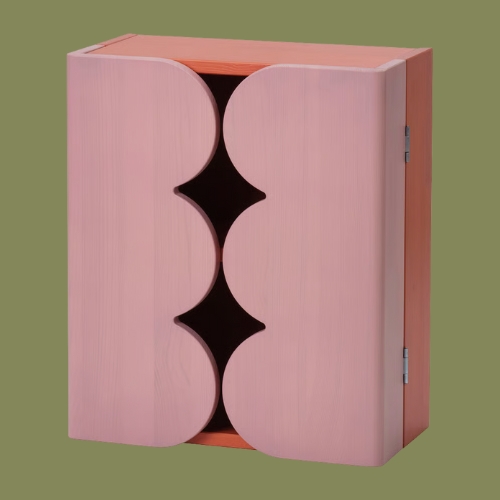 IKEA, Ommj&amp;Auml;nge Cabinet W 2 Doors and 1 Shelf - Pink Orange/stained 38x45 Cm