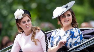 Princess Eugenie and Princess Beatrice during Trooping The Colour, the Queen's annual birthday parade, on June 8, 2019 in London, England
