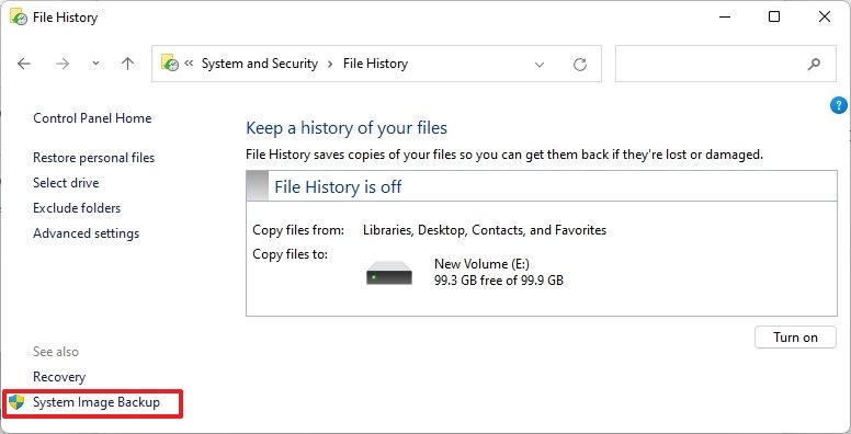 System Image Backup on Windows 11