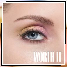 chanel les 4 ombres brightening collection eyeshadow on a model's eye with Worth It text overlayed