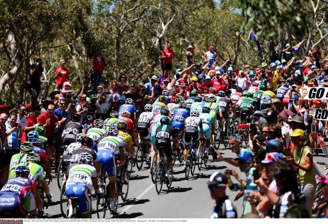 Huge crowds turned out to see the race on stage 5 to Willunga Hill