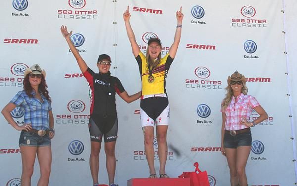 Josie Nordrum on the Sea Otter Road Race Podium.