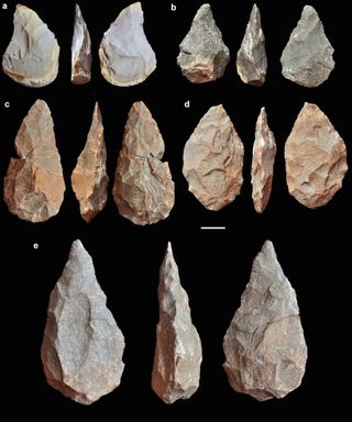Acheulean hand axes discovered at the Aroeira site in Portugal