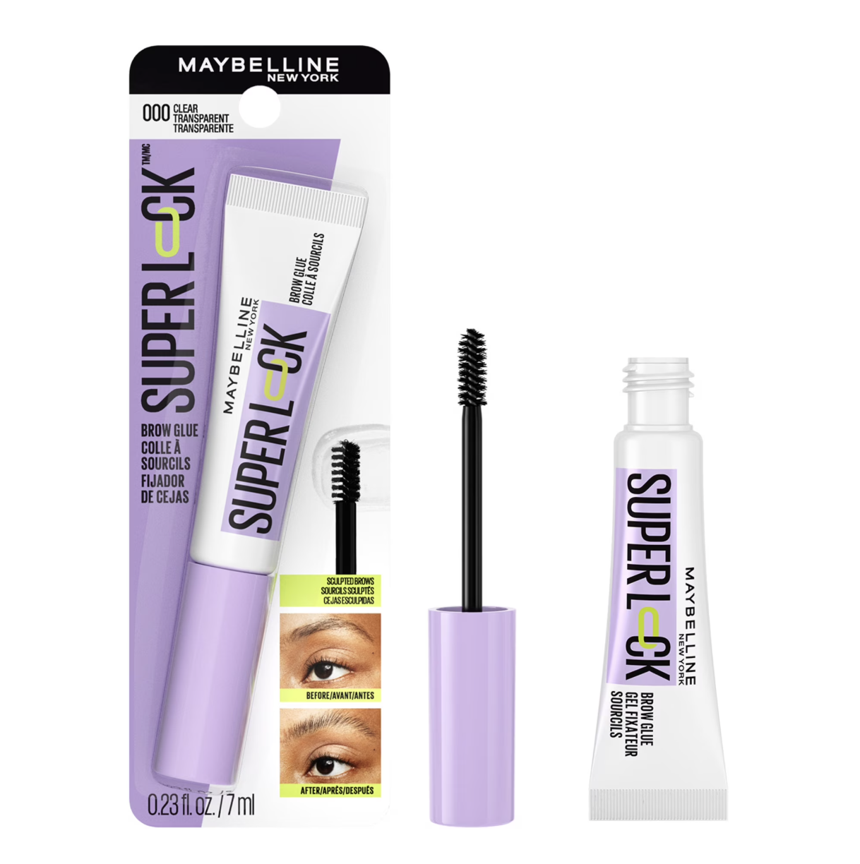 Maybelline, Maybelline Super Lock Brow Glue Clear Eyebrow Gel, Clear, 0.23 Fl Oz