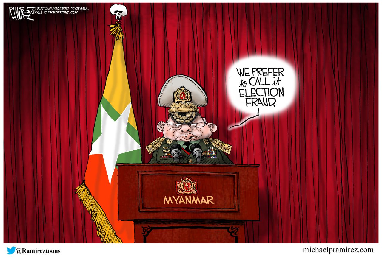 Political Cartoon World myanmar coup