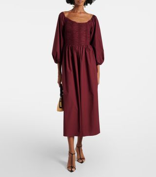 Alma Gathered Cotton Maxi Dress