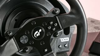 Close-up of buttons on Thrustmaster T300RS GT Edition