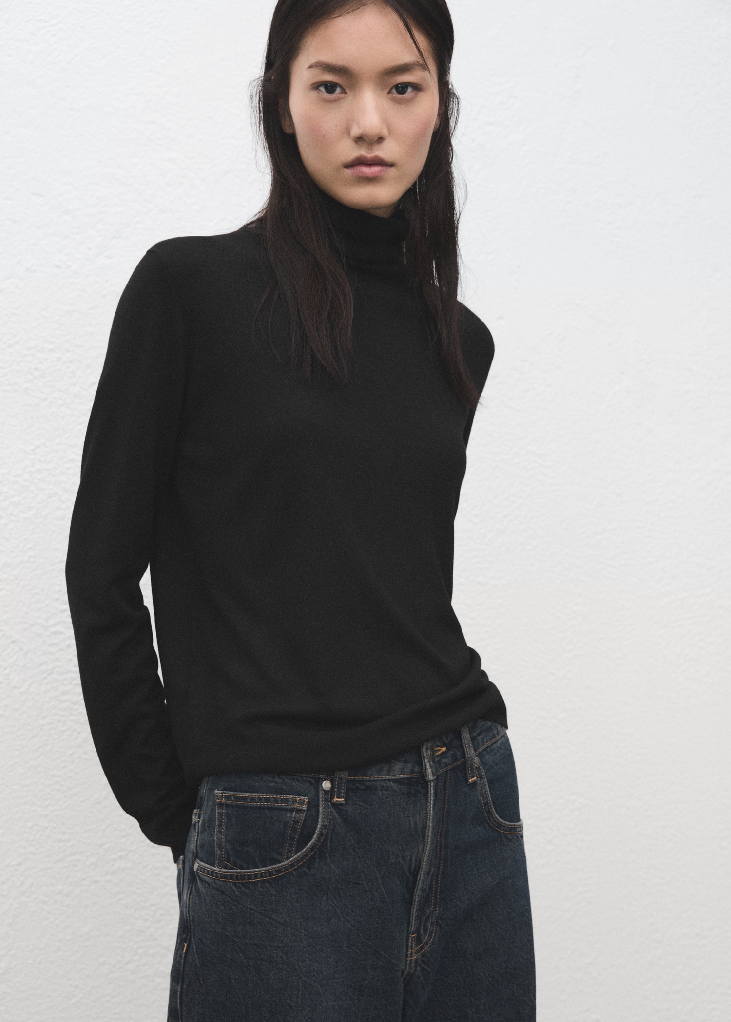 Turtleneck Knitted Sweater - Women | Mango United Kingdom