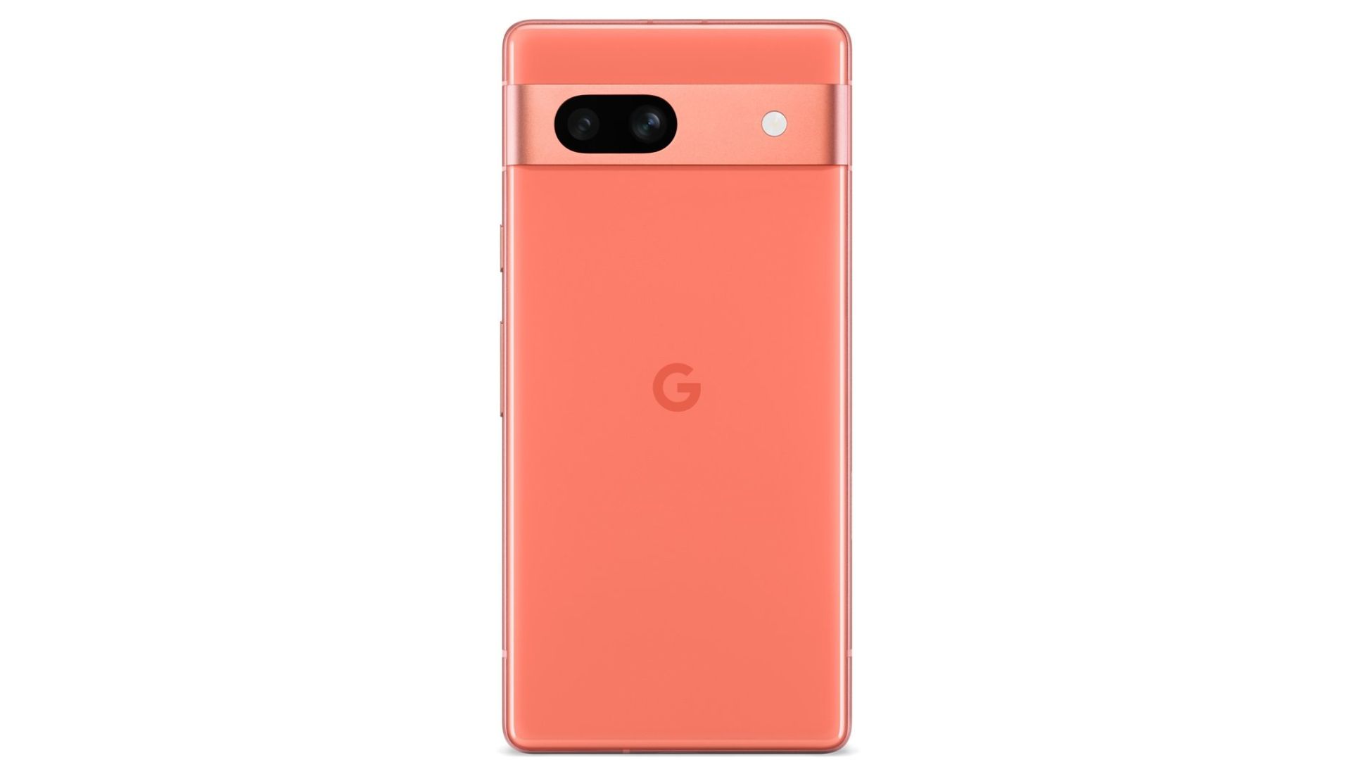 A render of what appears to be the Pixel 7a in orange offset against a white background.