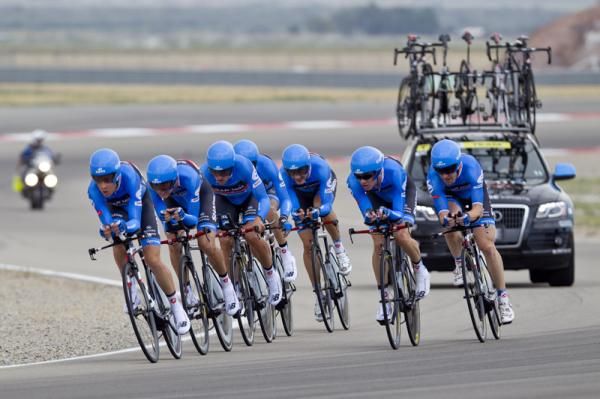 Garmin-Sharp on the way to winning the Tour of Utah Stage 2 team time trial
