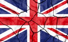 UK Flag On Cracked background