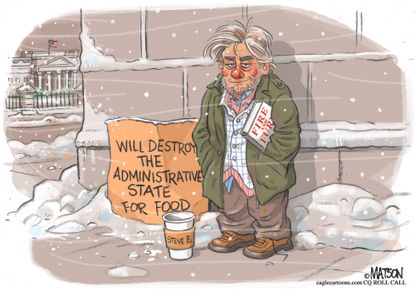 Political cartoon U.S. Trump Steve Bannon breakup Fire and Fury