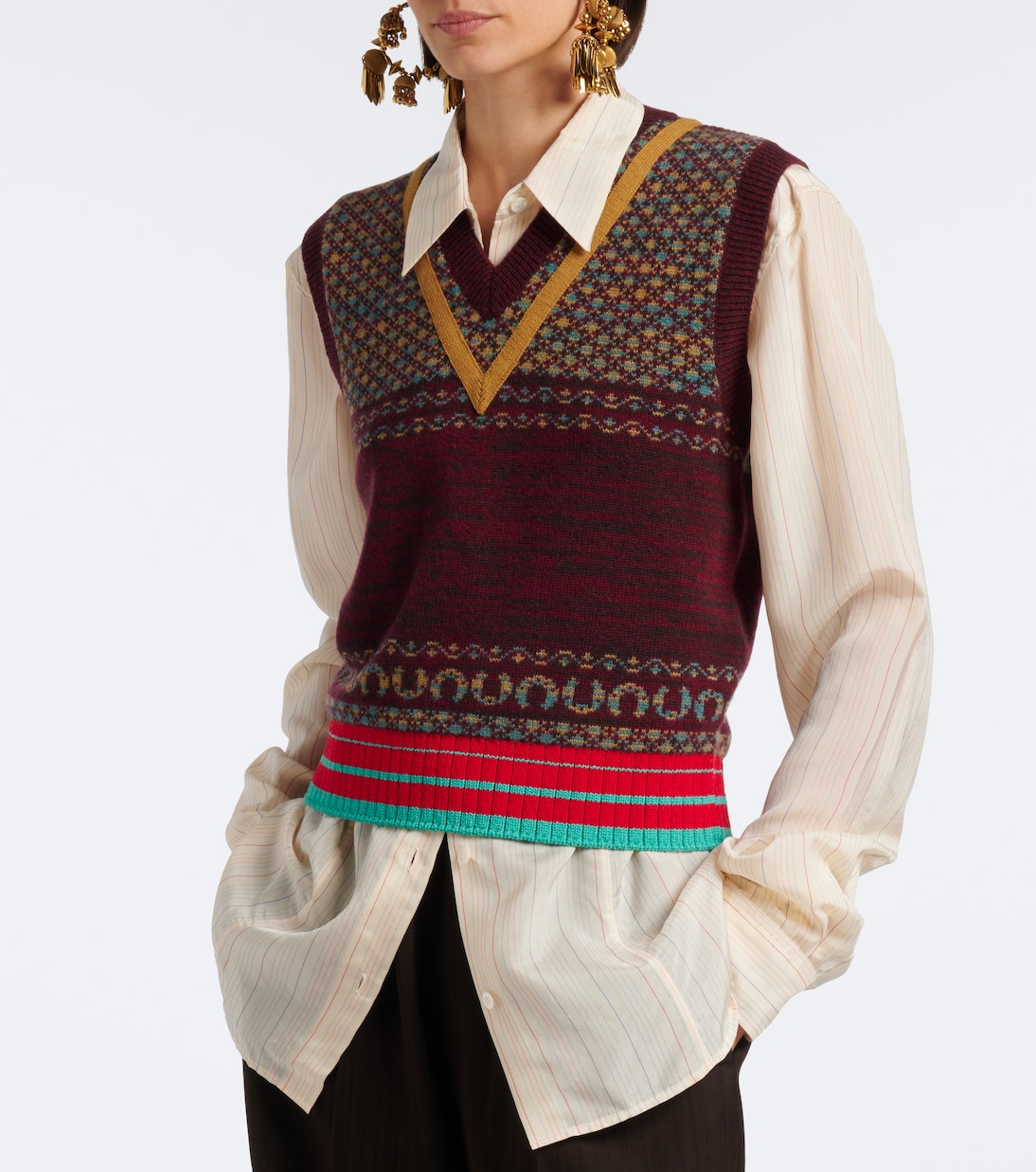 Jacquard Cashmere and Wool Vest