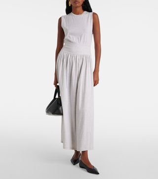 Gathered Cotton Jersey Maxi Dress