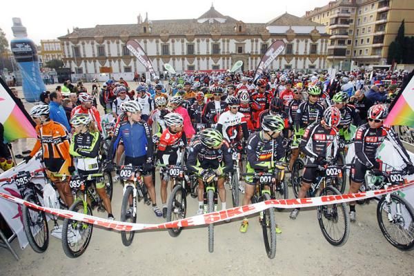 Riders await the start of the Andalucia Bike Race prologue.