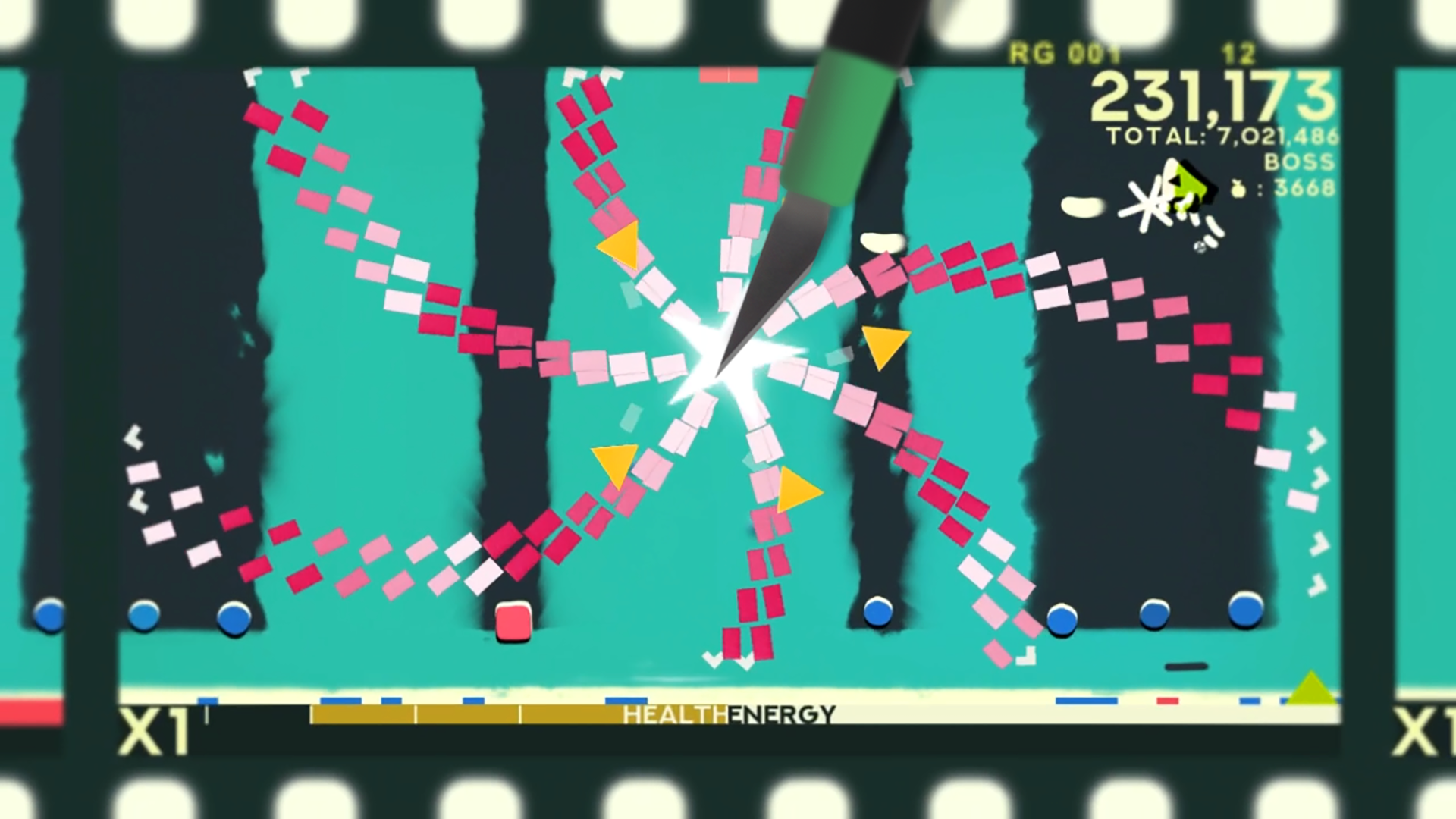 Screenshot from artistic bullet hell indie game ZOE Begone!
