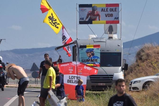 Belgian and Lotto fans line the roadside