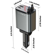 LISEN 69 watt USB car charger with retractable cables:$27.99$16.98 at Amazon