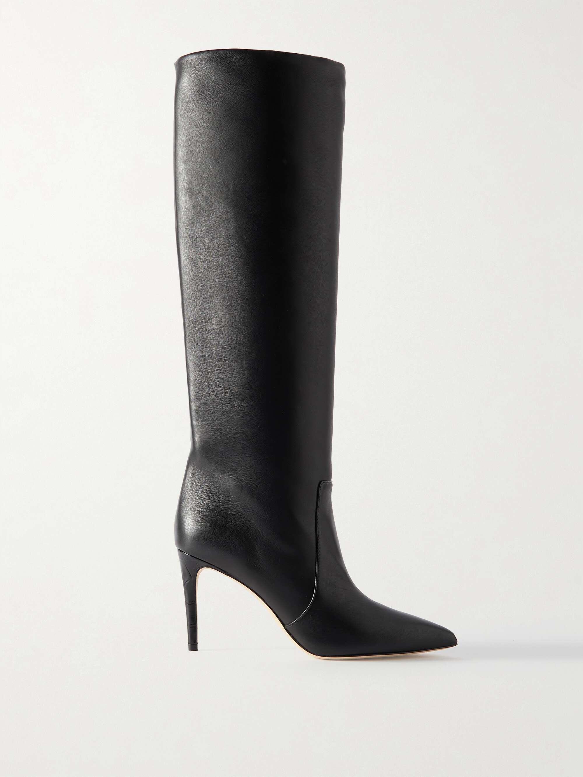 Botas de joelho de couro estiletto