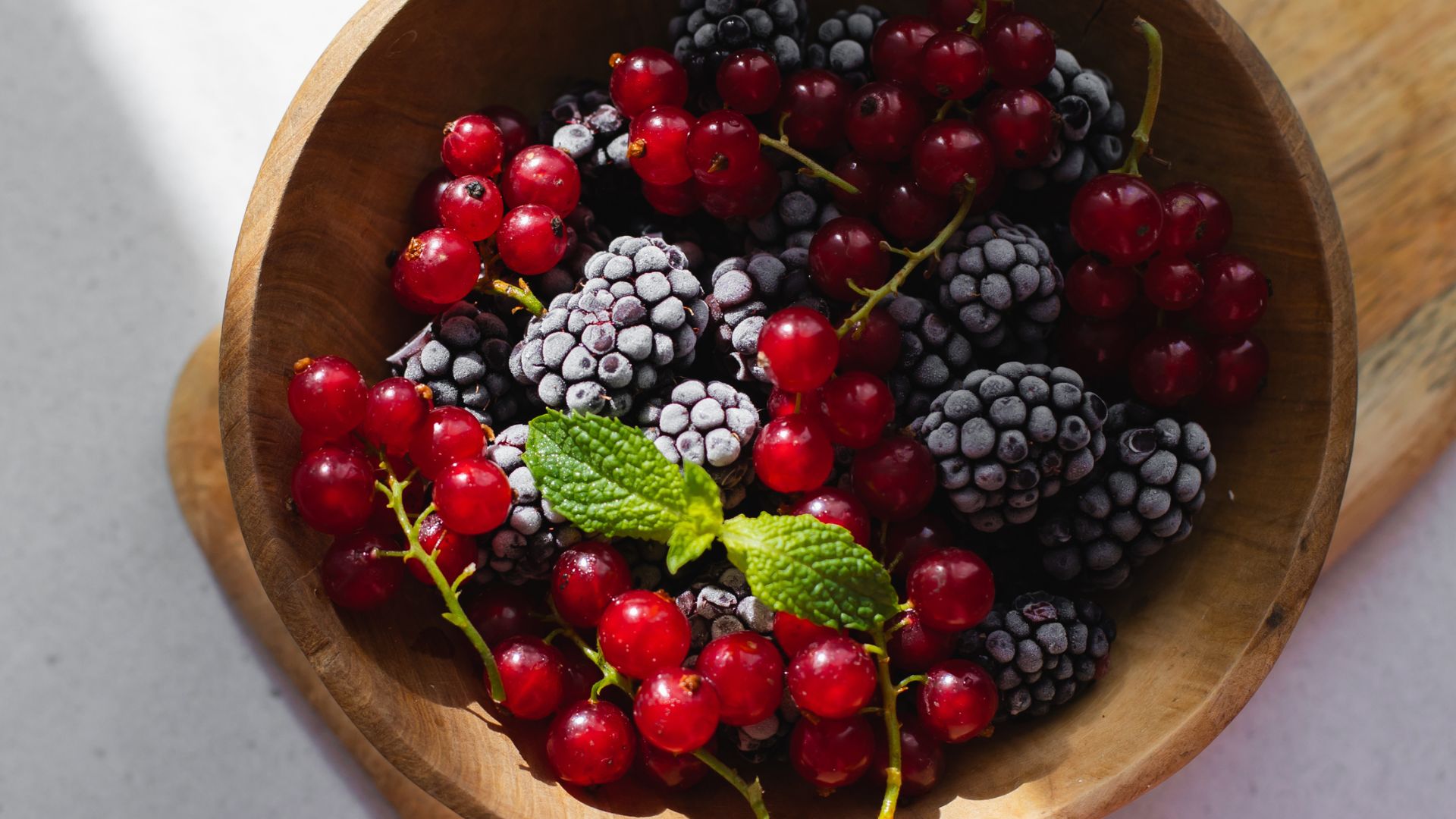 berries in a wooden bowl