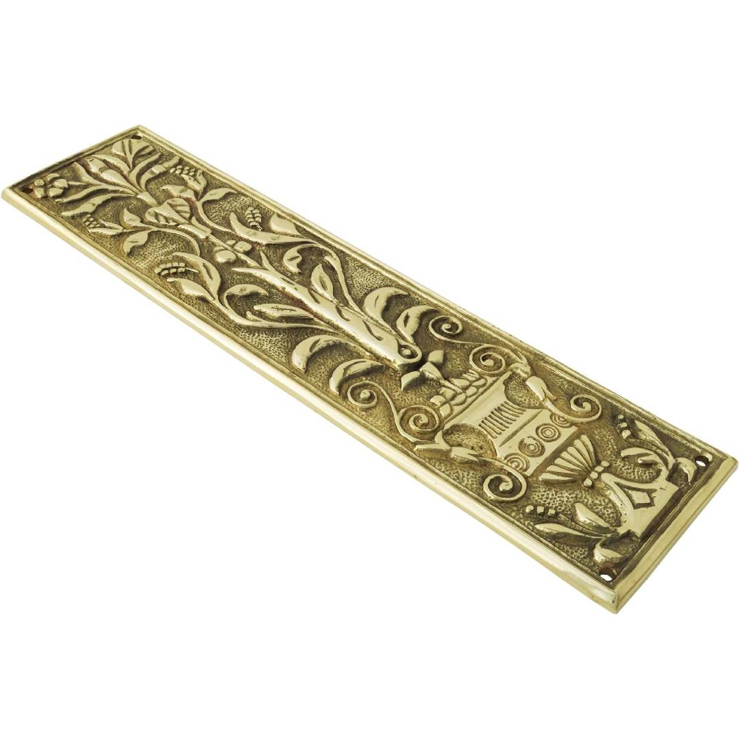brass fingerplate with ornate design
