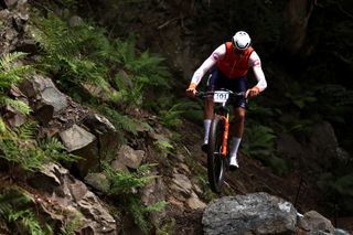 Mathieu Van Der Poel of The Netherlands training at Glentress Forest for the UCI World Championships