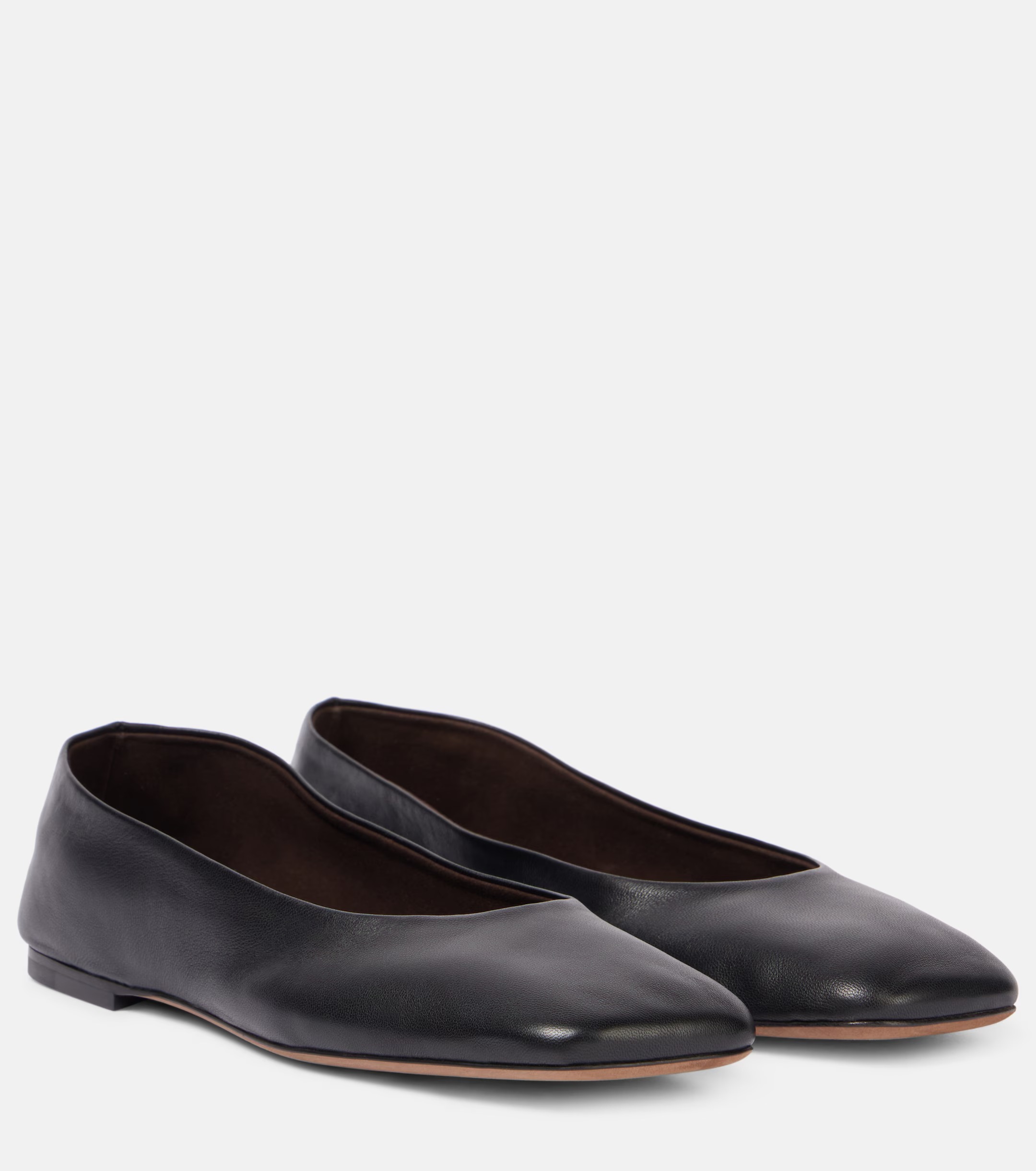 The Row, Square Leather Ballet Flats
