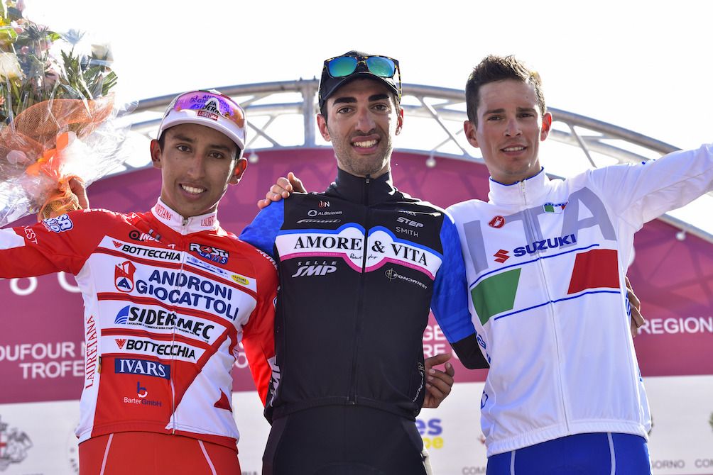 The final podium at the Giro dell'Appennino