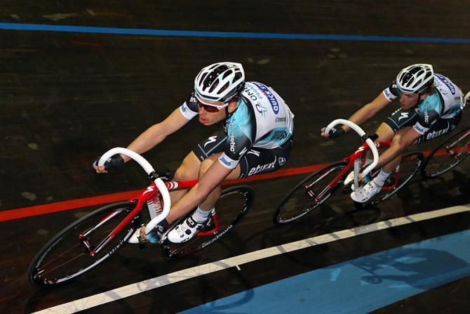 Tony Martin takes to the velodrome during his Omega Pharma-Quick Step team presentation