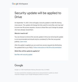 Google Drive Security Update