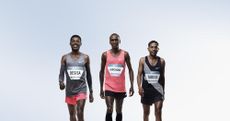 Lelisa Desisa (left), Eliud Kipchoge (center) and Zersenay Tadese (right) are the three athletes who will try to run a marathon in less than 2 hours as part of Nike's Breaking2 project.