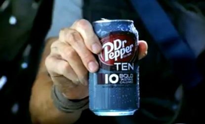In a scene out of Rambo, the debut commercial for Dr. Pepper 10 says the diet drink has only "10 many calories."