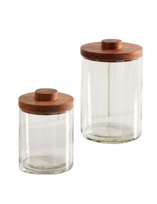 Clover Wood & Glass Bath Canister