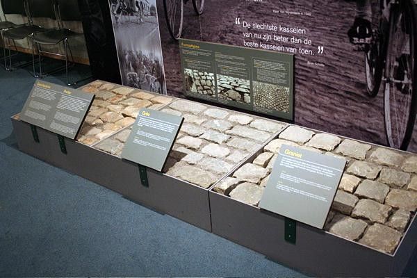 If you thought cobbles were just cobbles you'd be very wrong: (l-r) Porphyr, Belgium's native ingneous rock, Sandstone, used on some climbs like the Muur, and Scandinavian Granite, used now in replacing the old.