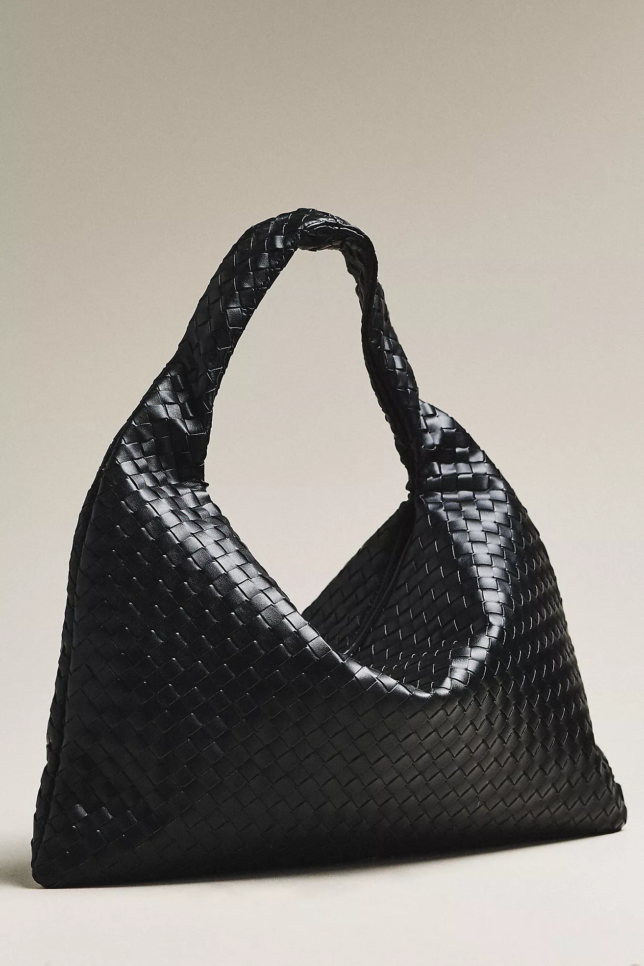 Woven Faux Leather Oversized Slouchy Tote