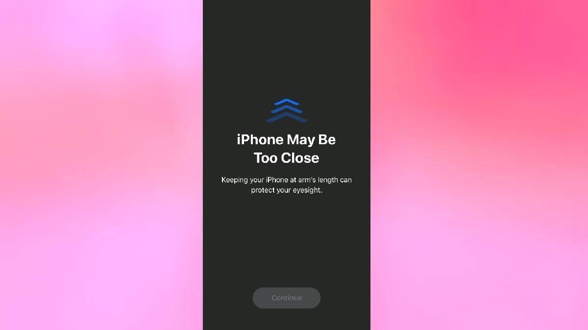 Screen distance warning on iPhone