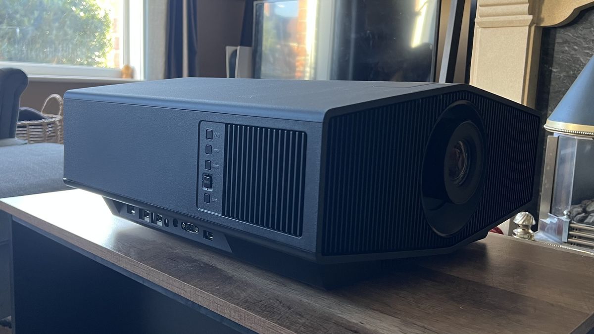 Sony Bravia Projector 7 on a wooden coffee table