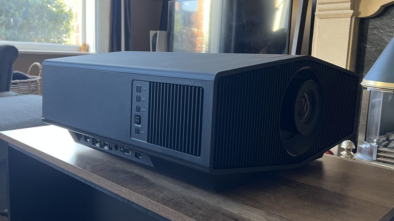 Sony Bravia Projector 7 on a wooden coffee table